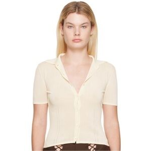 🎀SSENSE AYA MUSE MICONIA button up short sleeve lightweight collared top large